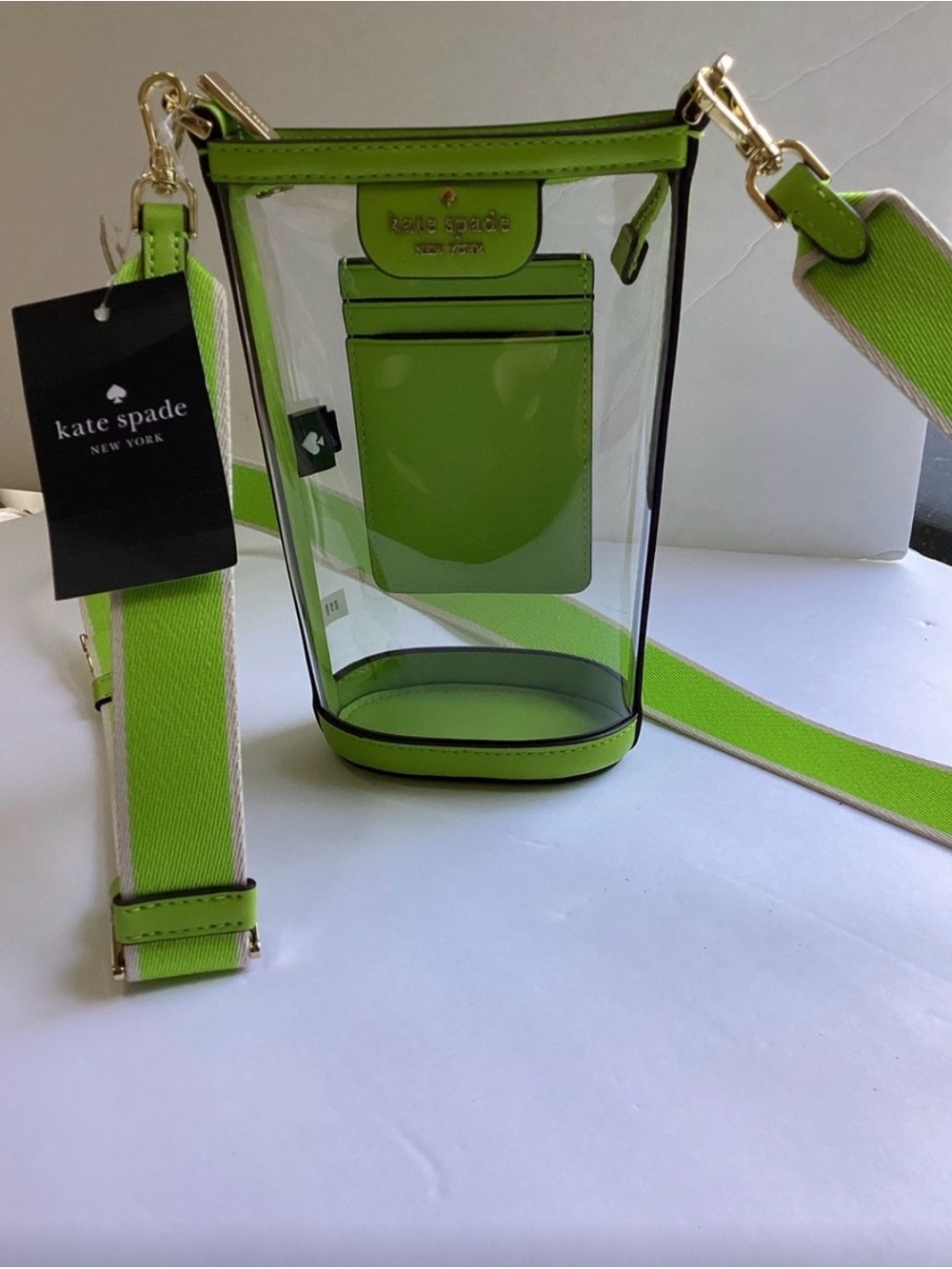 kate spade Clear Crossbody Bag with Lime Green Trim